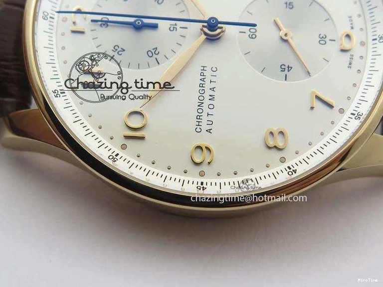 MIROTIME 0821 Portuguese Chrono RG IW371480 ZF 1:1 Best Edition White Dial On Brown Leather Strap A7750 V HighPerformance 7266
